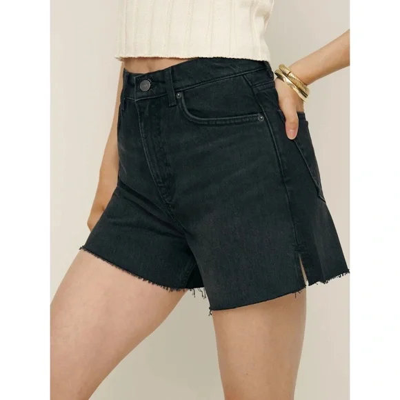 NWT Reformation Jeans Wilder High Rise Relaxed Jean Denim Shorts in Vana - Picture 2 of 11